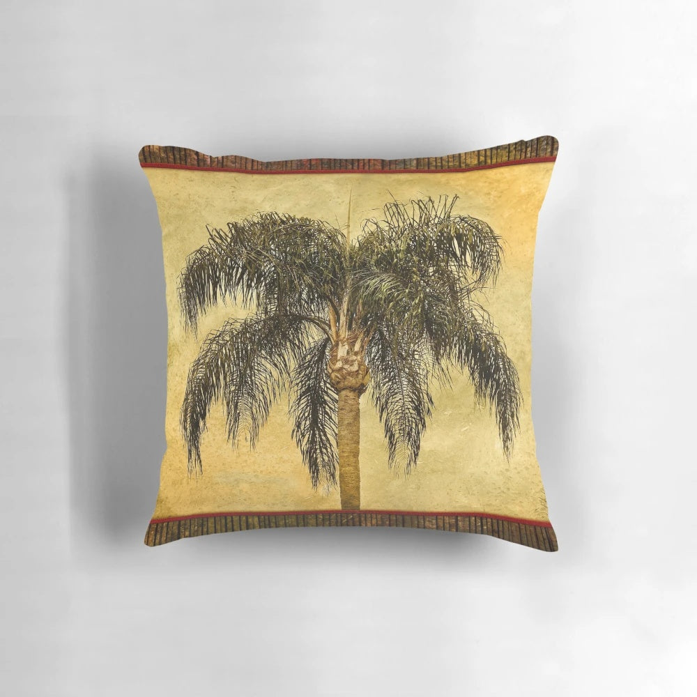 Tropical palm tree retro pillow with vintage Hawaiian palms design