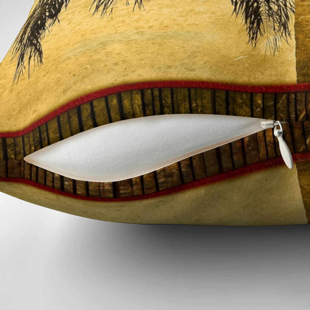 Tropical palm tree retro pillow with vintage Hawaiian palms design