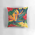 Tropical paradise pillow with vibrant hawaiian birds of paradise floral illustration