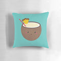 Soft, plush pillow featuring a pineapple and coconut pina colada design, perfect for a tropical vacation vibe.