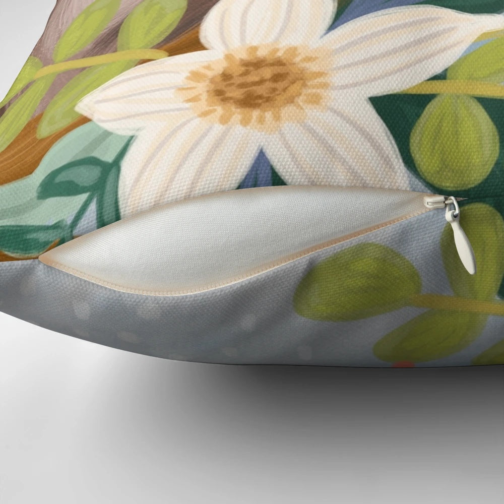 A soft, cuddly sloth pillow with a tropical floral pattern, perfect for adding a touch of nature-inspired charm to your home.