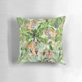Tropical vintage pillow featuring a mystic tiger and lush jungle foliage