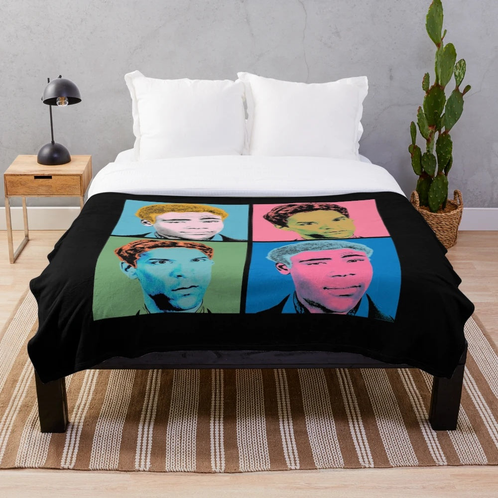 Troy and Abed Warhol-inspired plush blanket featuring the characters from the TV series Community