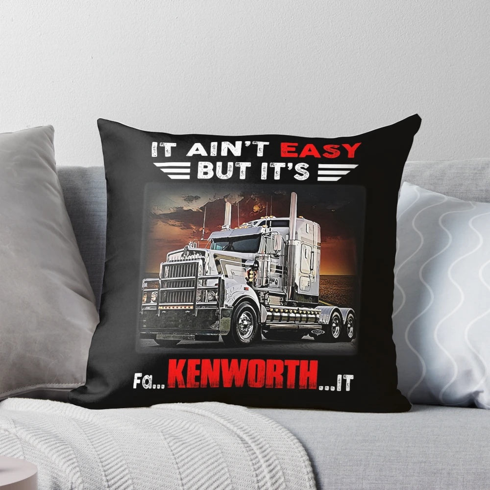 Kenworth truck themed decorative throw pillow