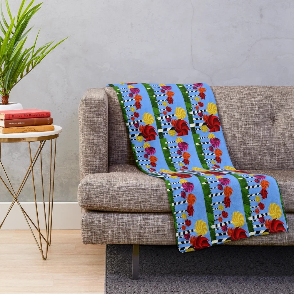 Dr. Seuss Truffula Forest inspired plush blanket with collage art design