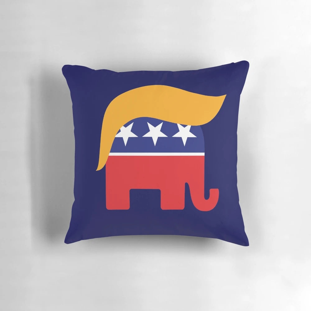 Trump Republican Elephant Hair Logo Decorative Pillow