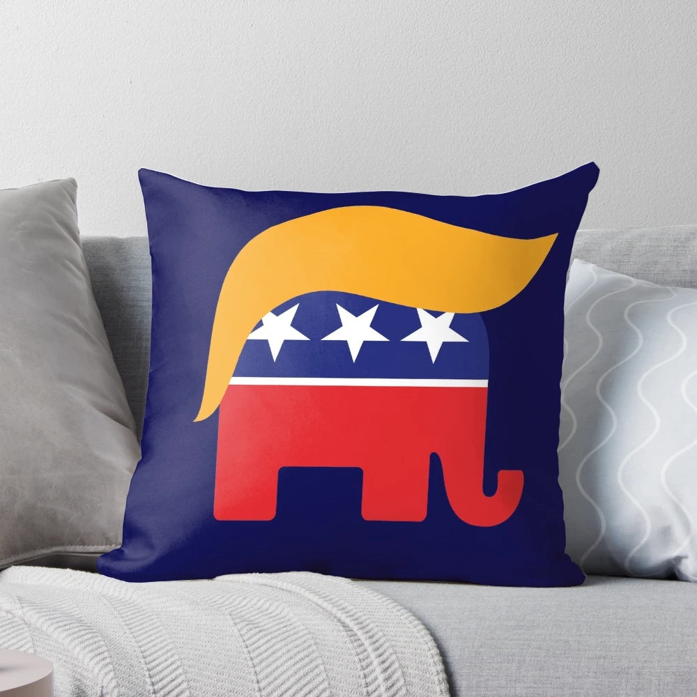 Trump Republican Elephant Hair Logo Decorative Pillow