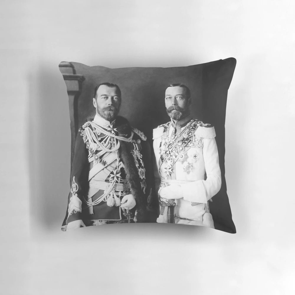 Vintage image of Tsar Nicholas II and King George V, royal cousins from the Romanov and House of Windsor dynasties