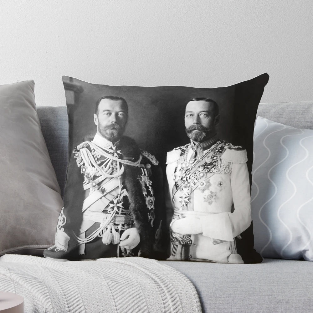 Vintage image of Tsar Nicholas II and King George V, royal cousins from the Romanov and House of Windsor dynasties