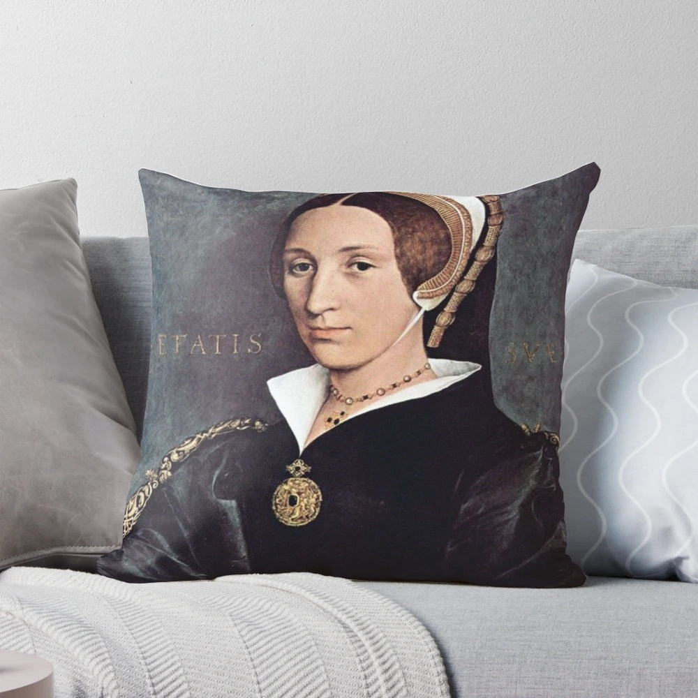 Pillow featuring a portrait of Queen Catherine of Aragon