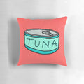 Tuna-themed pillow made to look like a realistic tin can