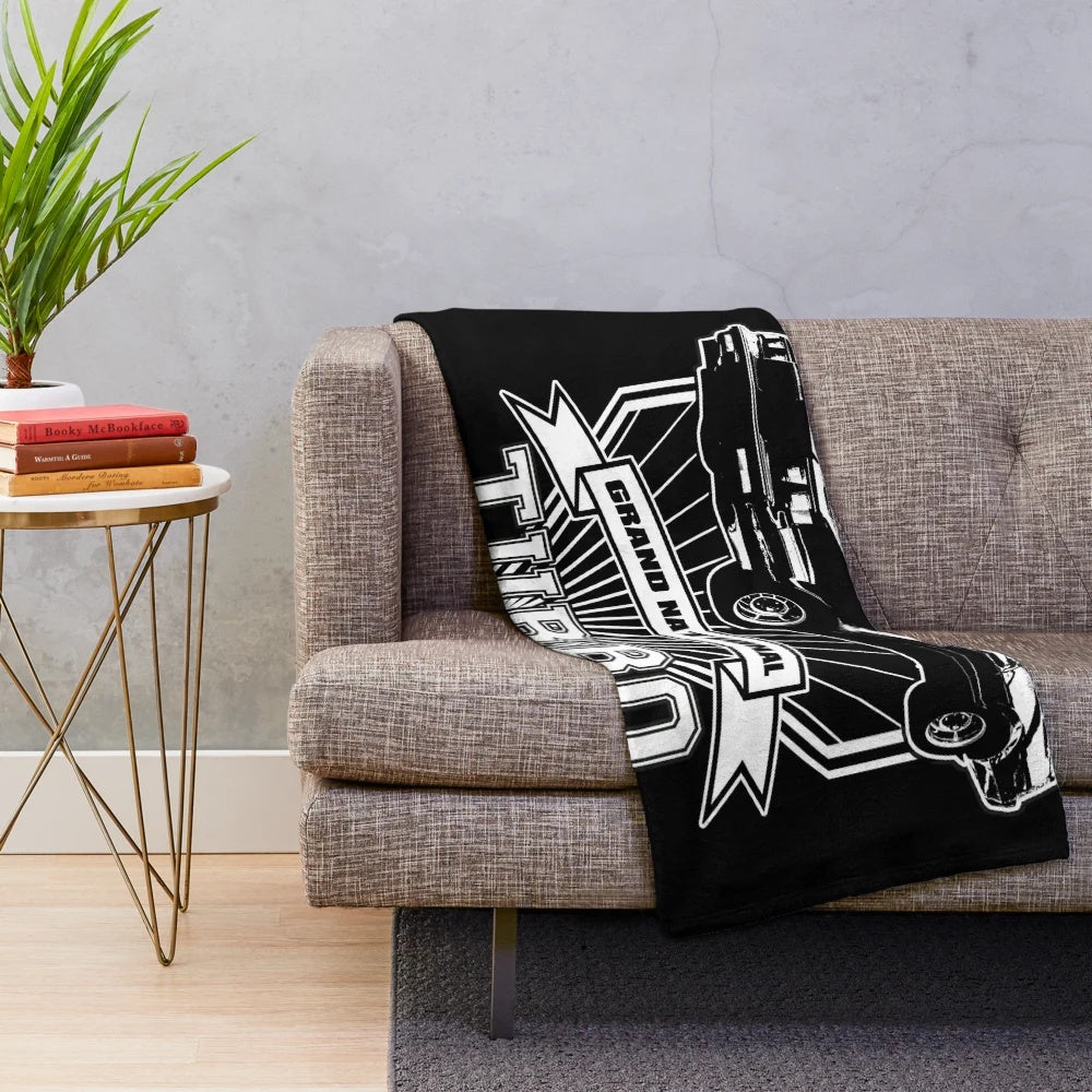 Plush blanket with Buick Grand National inspired design