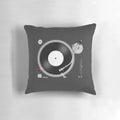 Plush turntable-themed pillow for music enthusiasts