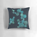 Turquoise cactus field botanical pillow with navy blue, indigo, and mint accents