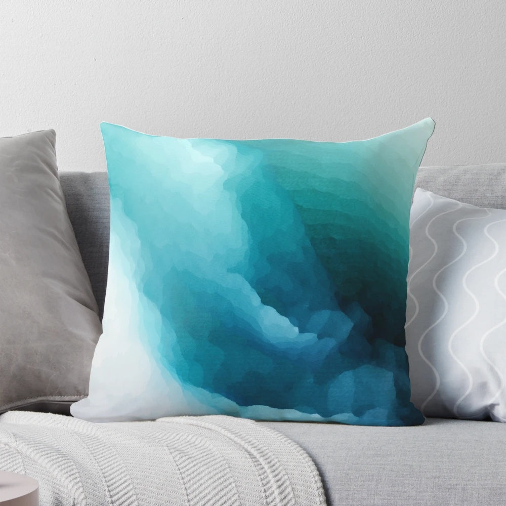 Turquoise modern abstract design throw pillow for home, office, or tablet cover
