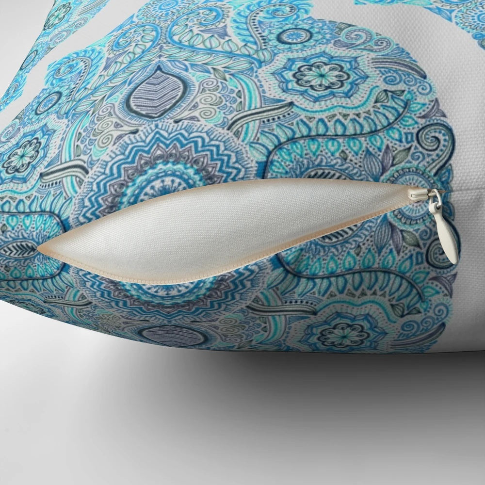 Turquoise and blue Moroccan pattern decorative throw pillow