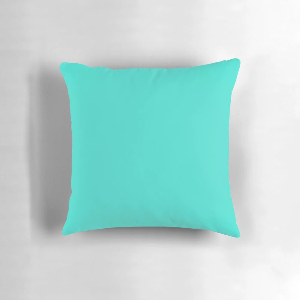 Turquoise solid color decorative pillow with 100 shades of turquoise, aqua, and cyan