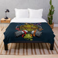 Turtle Family Crest Plush Blanket featuring retro-style TMNT inspired design