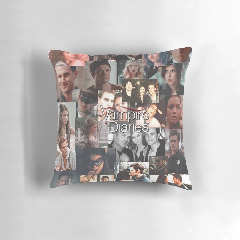 TVD custom photo collage throw pillow with personalized images and text