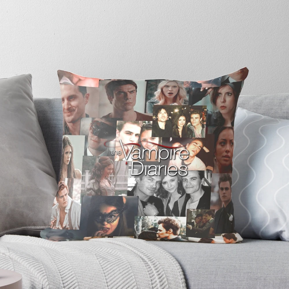 TVD custom photo collage throw pillow with personalized images and text
