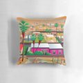 Twentynine Palms Desert Landscape Pillow featuring a scenic sunset and palm trees