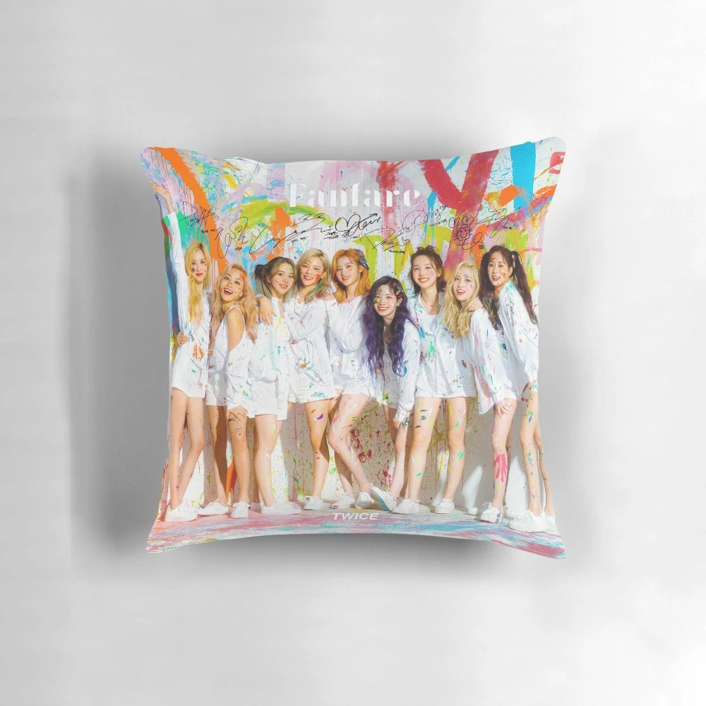 Twice Fanfare Japanese Single Pillow with Printed Autographs