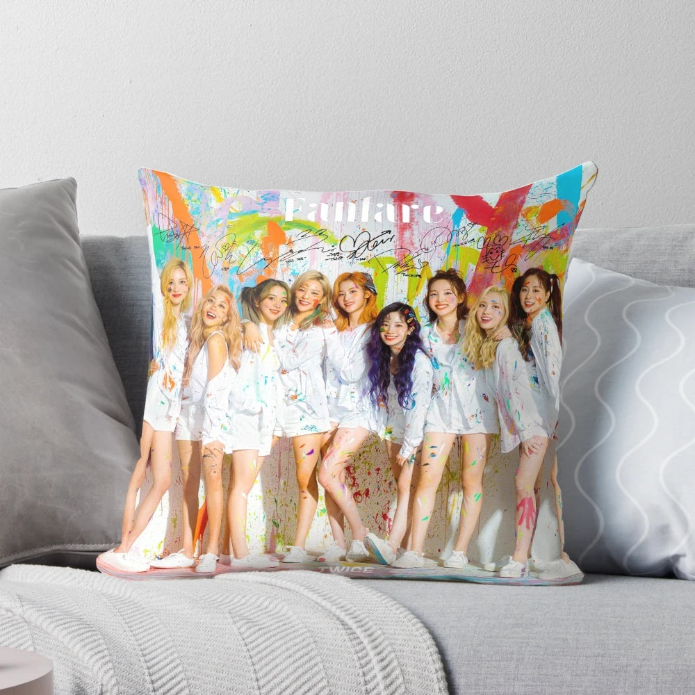 Twice Fanfare Japanese Single Pillow with Printed Autographs