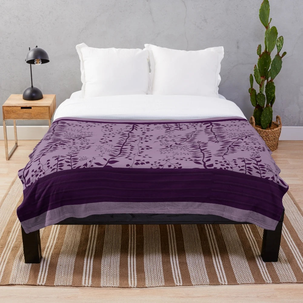Twilight-inspired plush blanket featuring a lavender and purple floral design based on Bella Swan's character