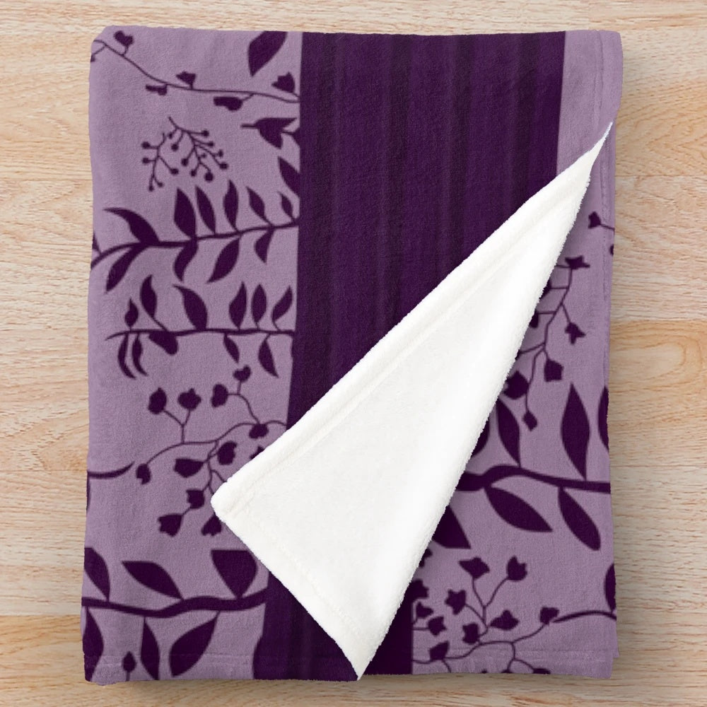 Twilight-inspired plush blanket featuring a lavender and purple floral design based on Bella Swan's character