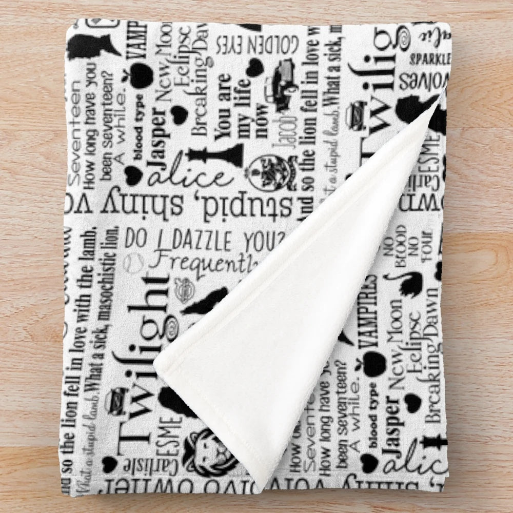 Twilight-themed plush blanket with subway art graphic design