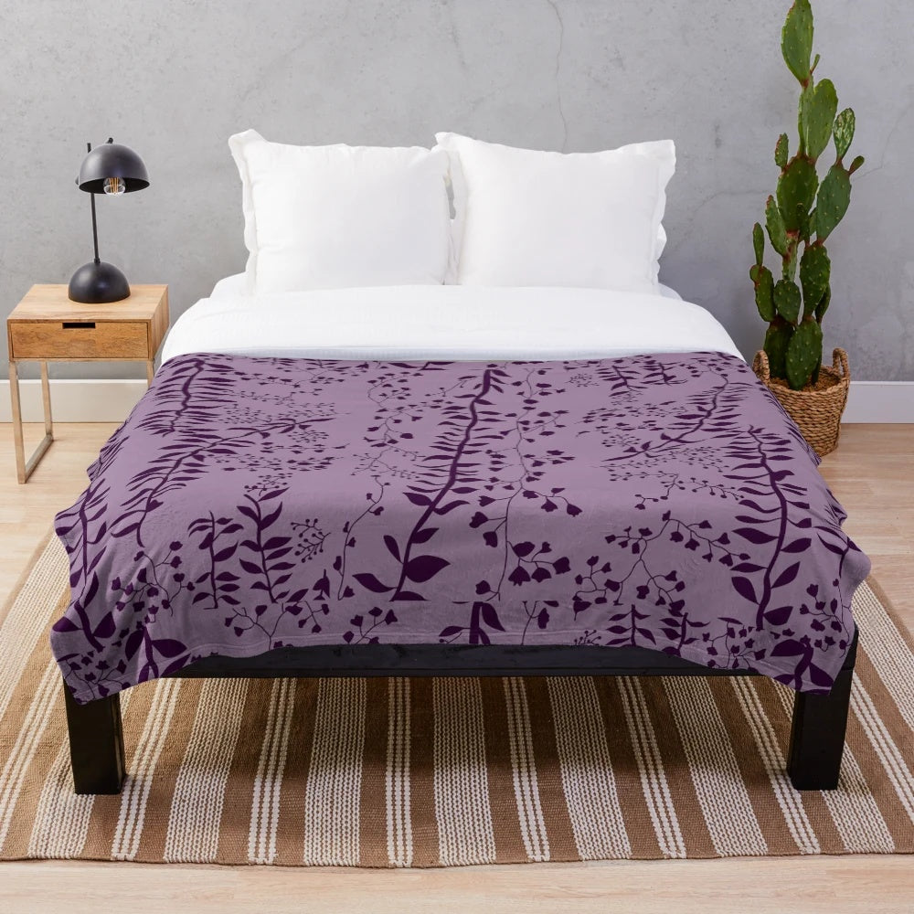 Twilight saga inspired purple floral plush blanket replica of Bella Swan's comforter