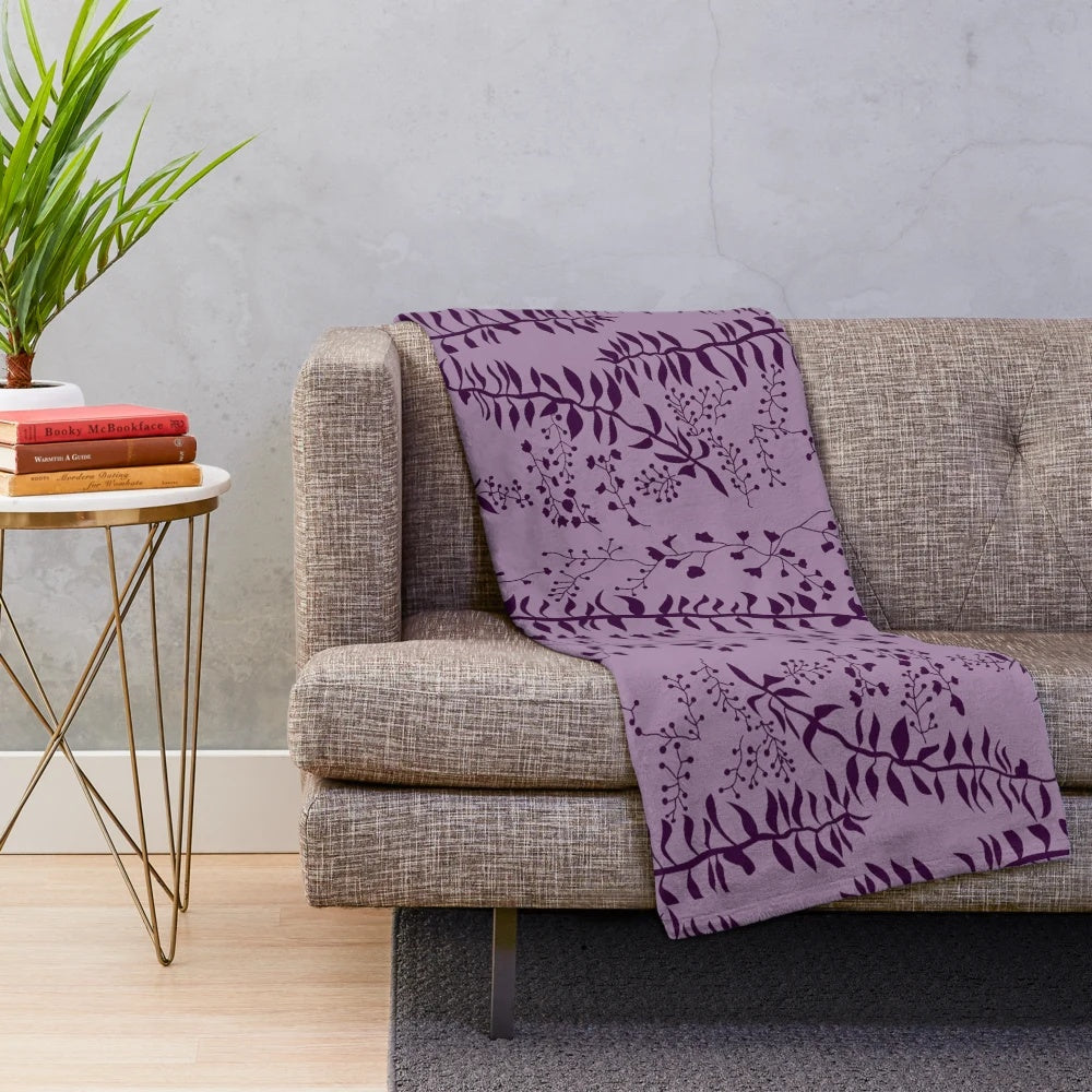 Twilight saga inspired purple floral plush blanket replica of Bella Swan's comforter