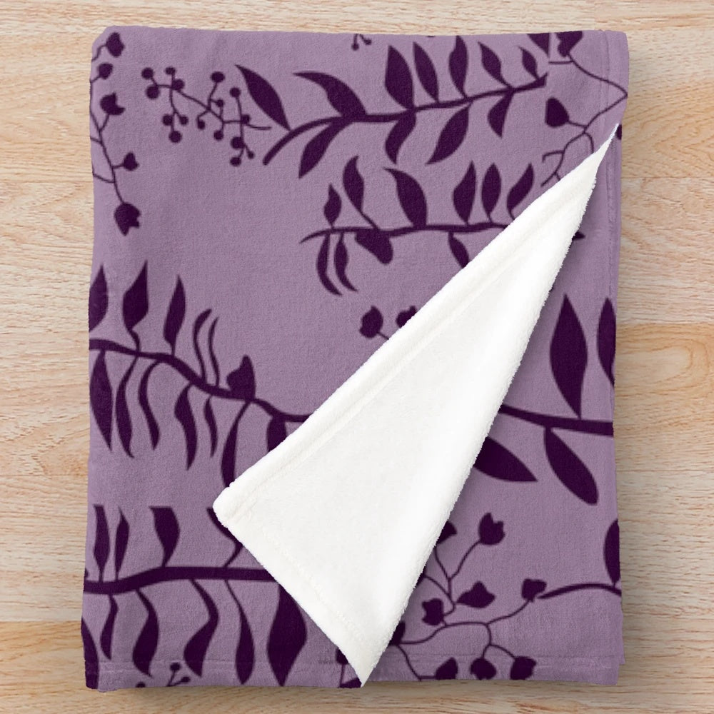 Twilight saga inspired purple floral plush blanket replica of Bella Swan's comforter