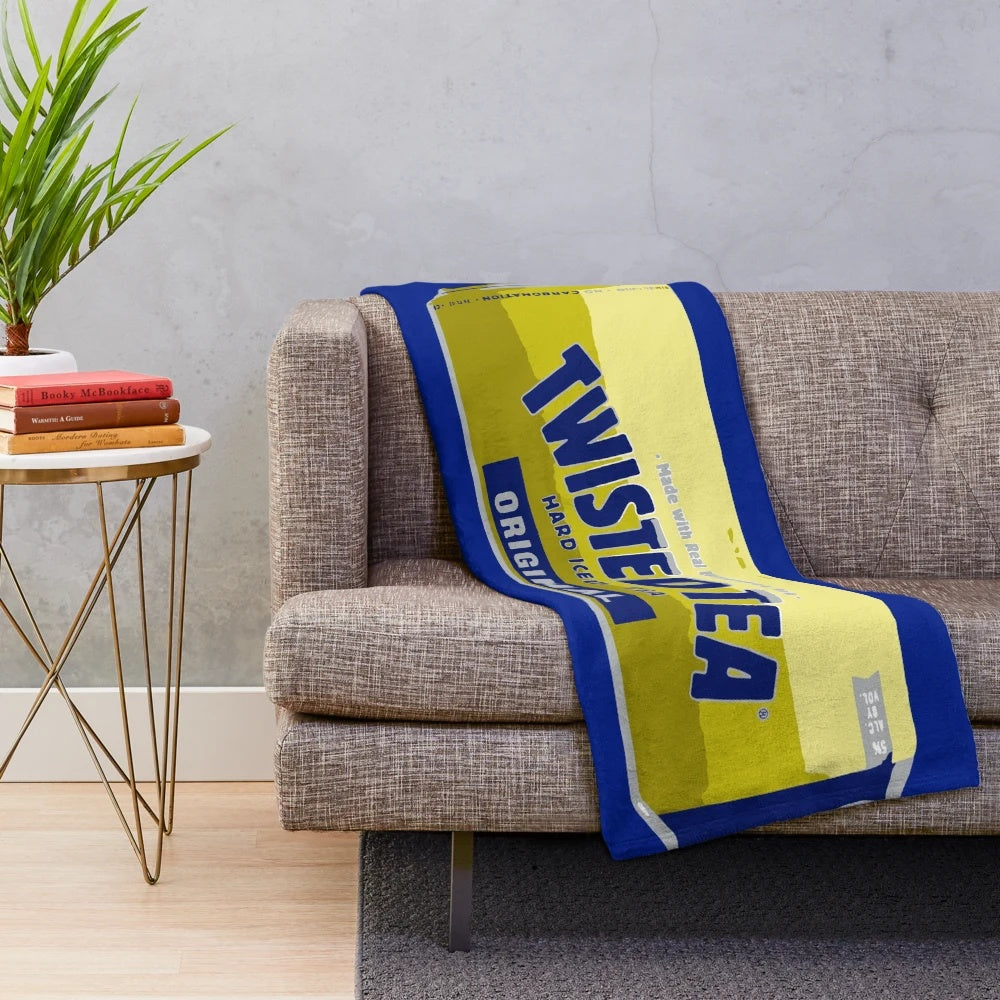Twisted Tea inspired plush blanket with tall boy can design