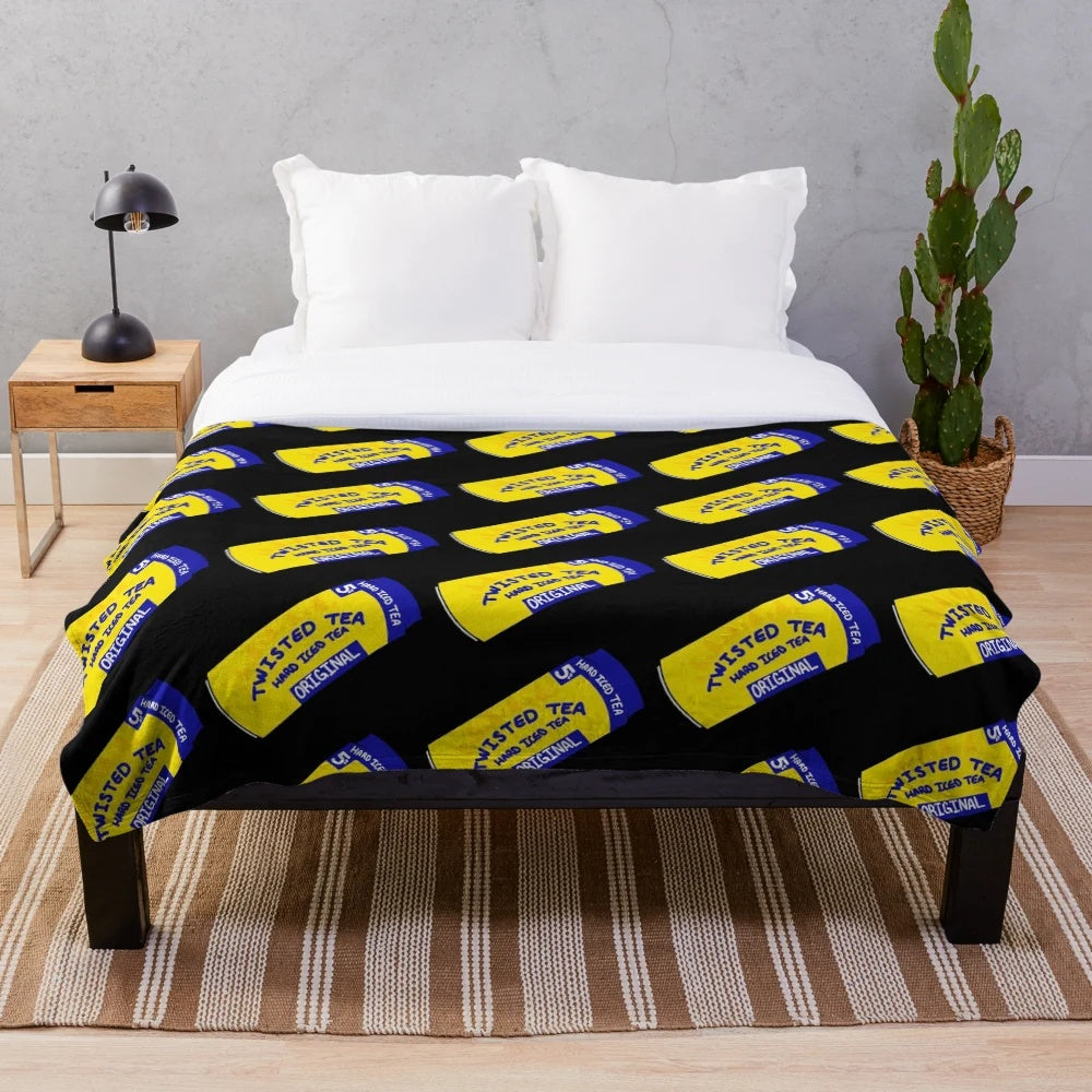 Twisted Tea inspired plush blanket with a fun, meme-inspired design