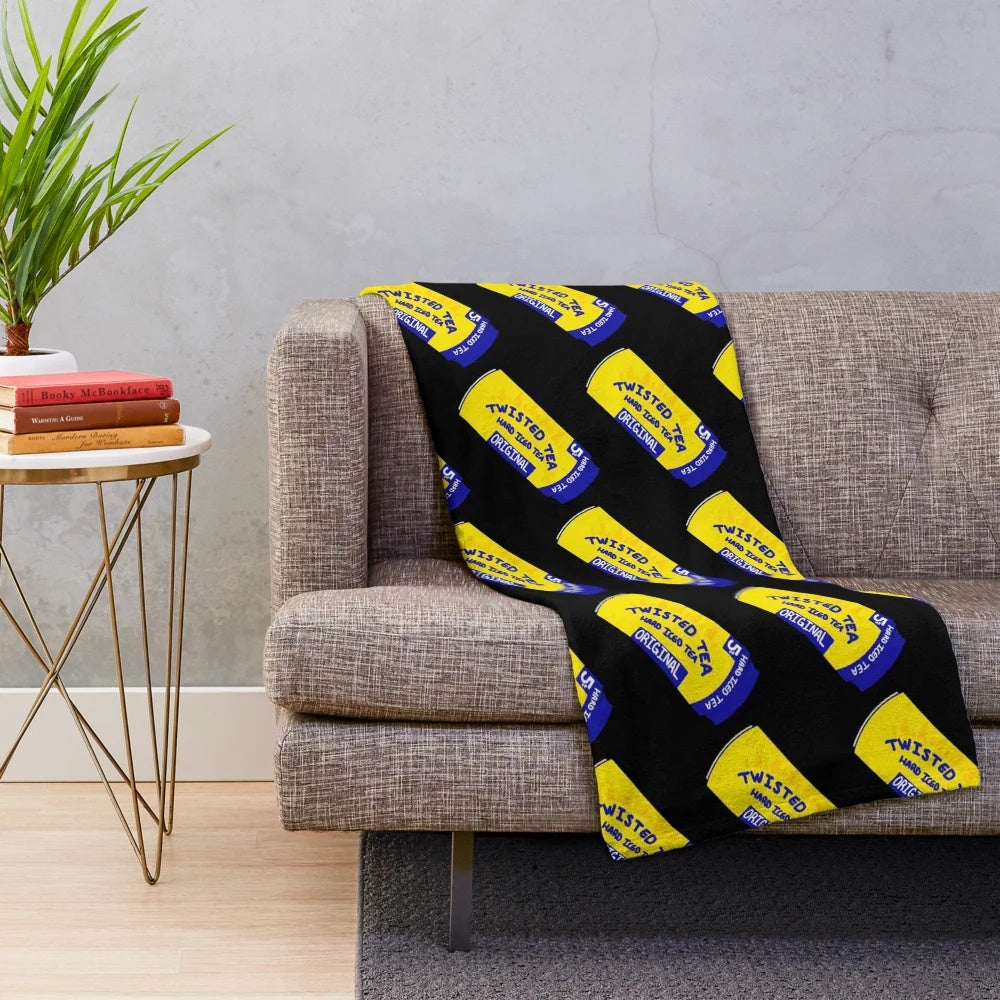 Twisted Tea inspired plush blanket with a fun, meme-inspired design