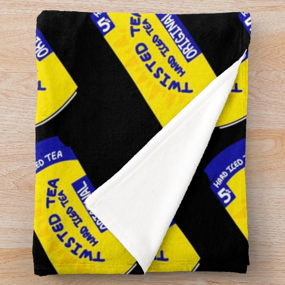 Twisted Tea inspired plush blanket with a fun, meme-inspired design