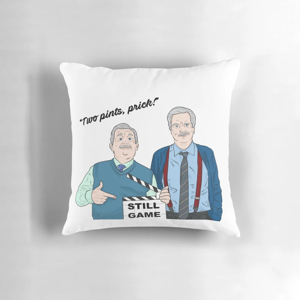 Two Pints Pillow featuring the iconic two pints logo