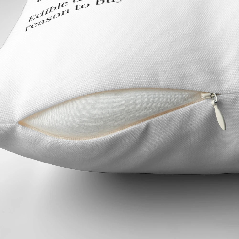 Nutella-inspired typographic decorative pillow featuring the definition of the word "Nutella"