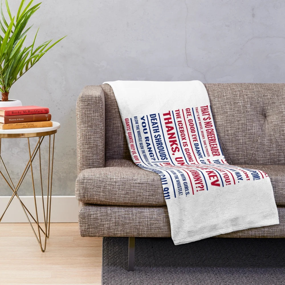 Cozy typographic quotes plush blanket featuring characters from the 90s movie Little Giants