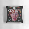 Cozy and humorous Home Alone-themed knit pillow featuring the iconic "filthy animals" quote