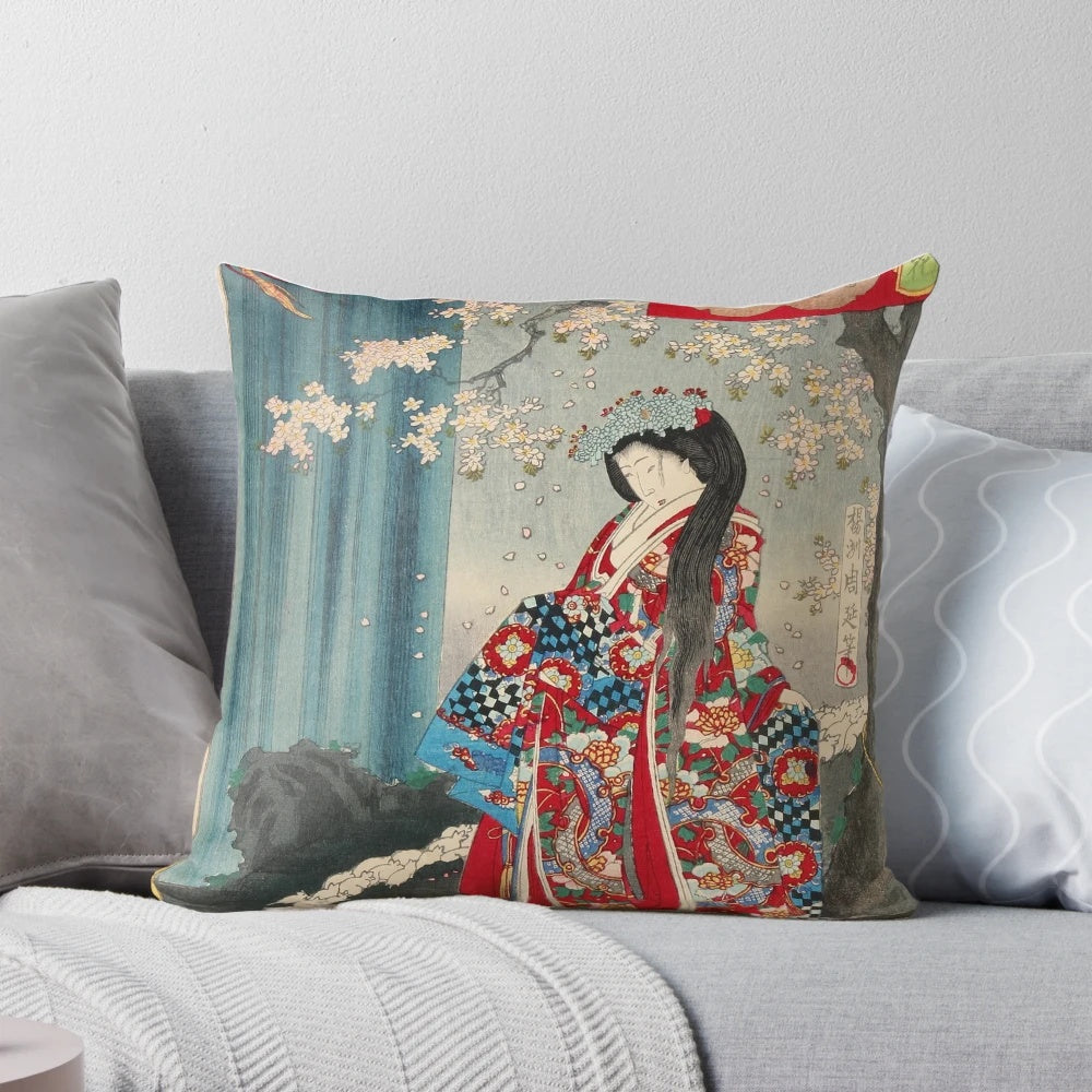 Ukiyo-e Japanese Geisha Portrait Vintage Art Pillow