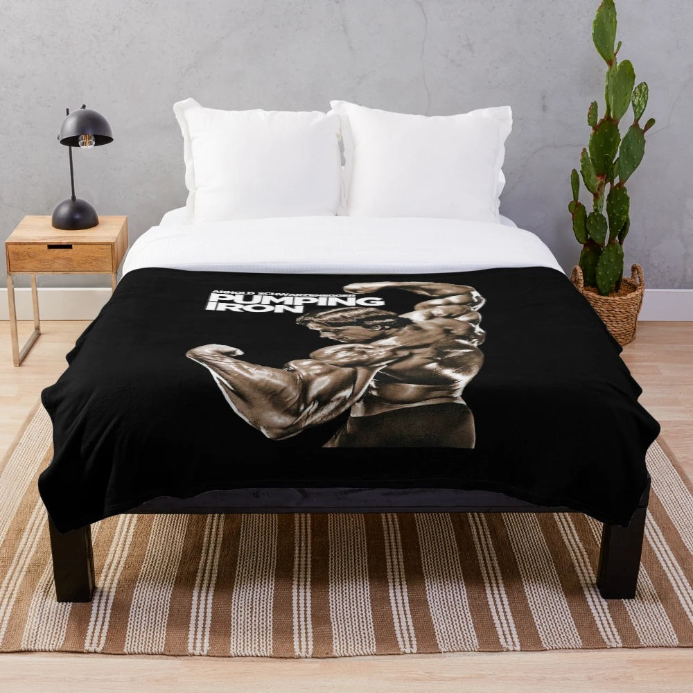 Arnold Schwarzenegger Plush Blanket with Pumping Iron Inspired Design