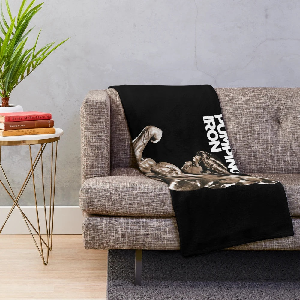Arnold Schwarzenegger Plush Blanket with Pumping Iron Inspired Design