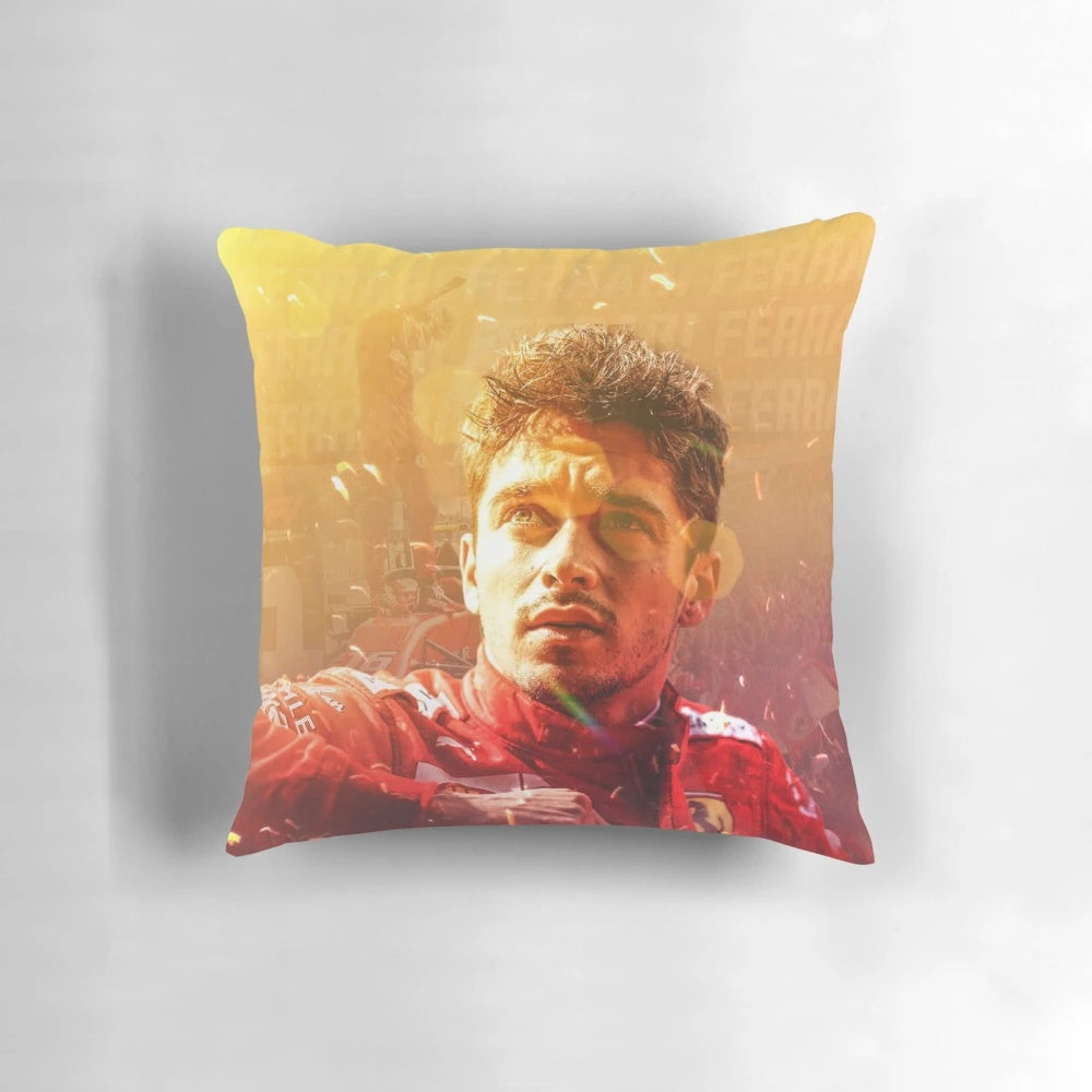Pillow with an image of Formula 1 driver Charles Leclerc