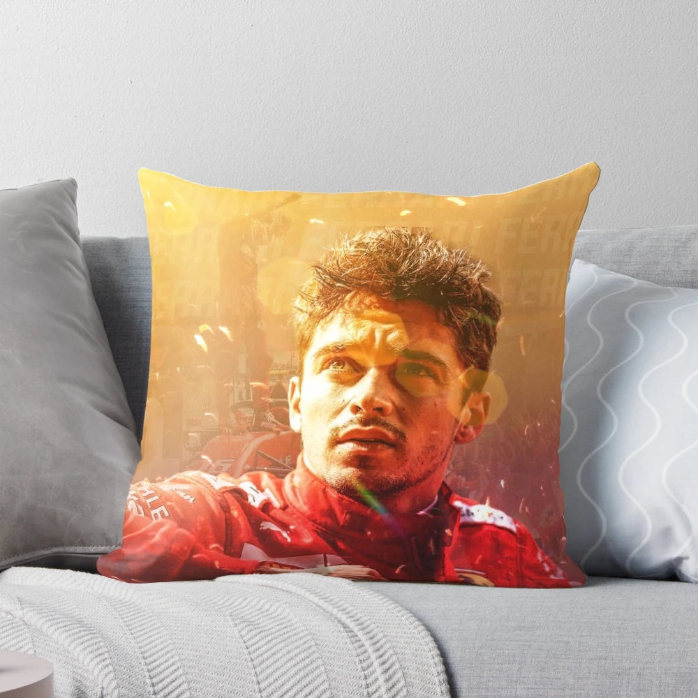 Pillow with an image of Formula 1 driver Charles Leclerc