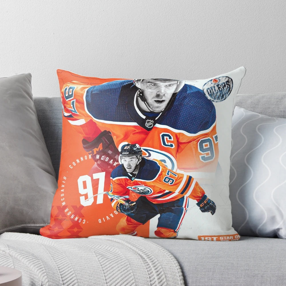 Comfortable and stylish Connor McDavid pillow, perfect for hockey fans and home decor