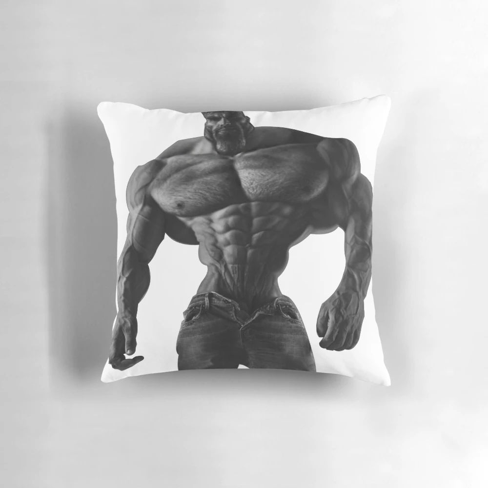 Ultra Giga Chad Pillow, a humorous meme-inspired home accessory