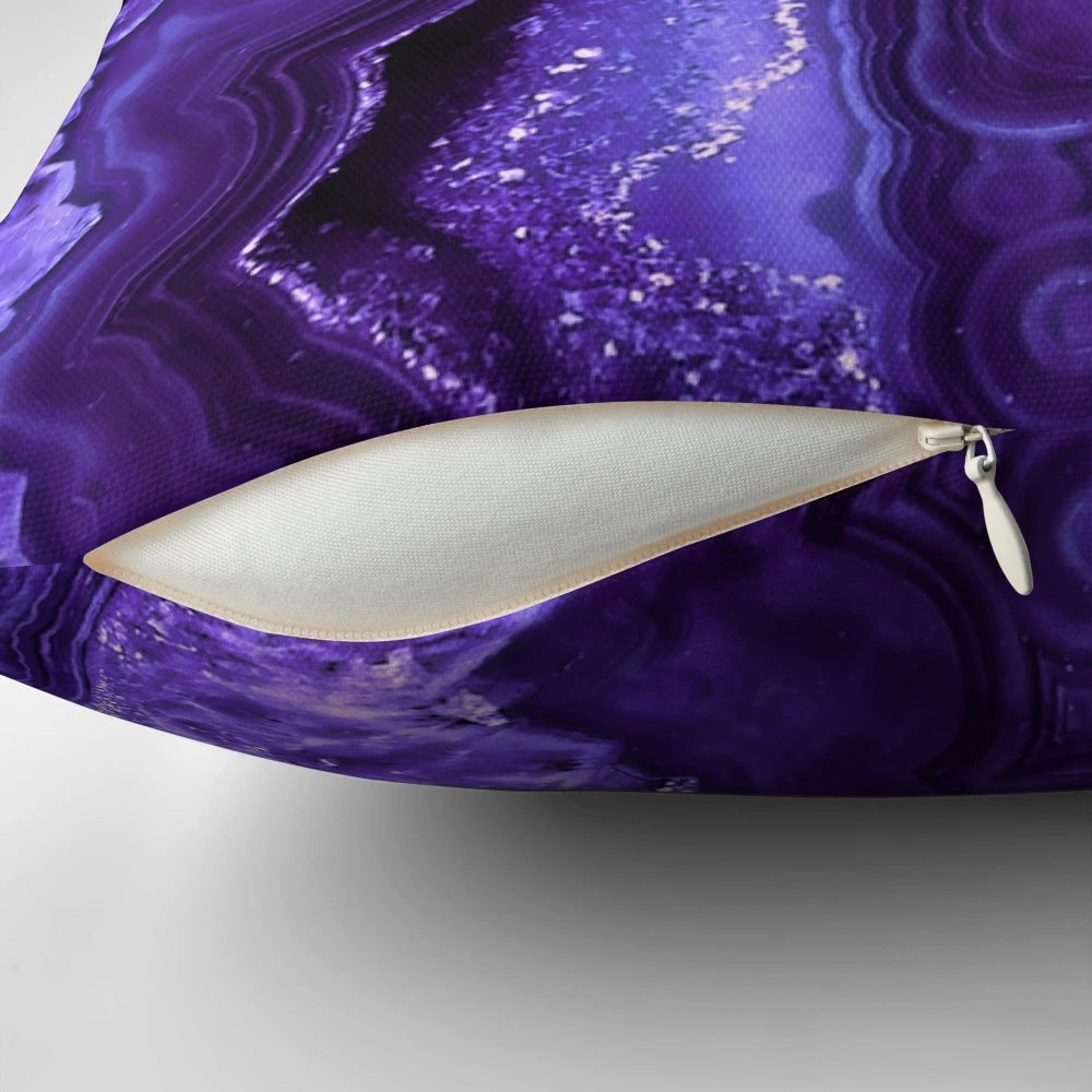 Ultraviolet agate faux mineral gemstone decorative throw pillow