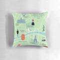 Ulysses literary map pillow featuring an illustrated map of Dublin, Ireland, designed to celebrate the iconic novel by James Joyce.